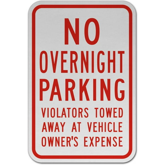 Vinyl Stickers - No Overnight Parking Violators Towed Sign M2 - Safety and Warning Warehouse Signs Stickers - 10" x 7" - 3 Pack