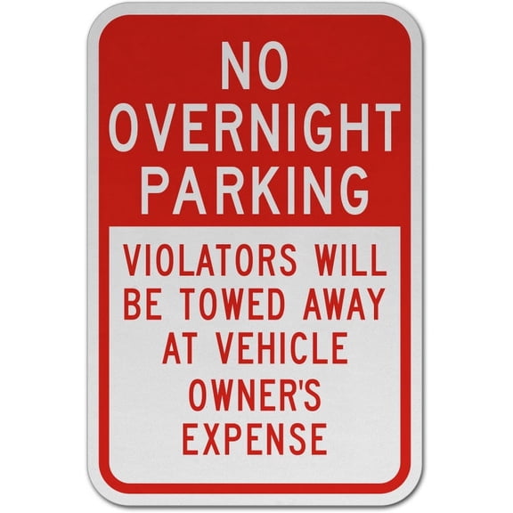 Vinyl Stickers - No Overnight Parking Violators Towed Sign M3-Safety and Warning Warehouse Signs Stickers - 10" x 7" - 10 Pack