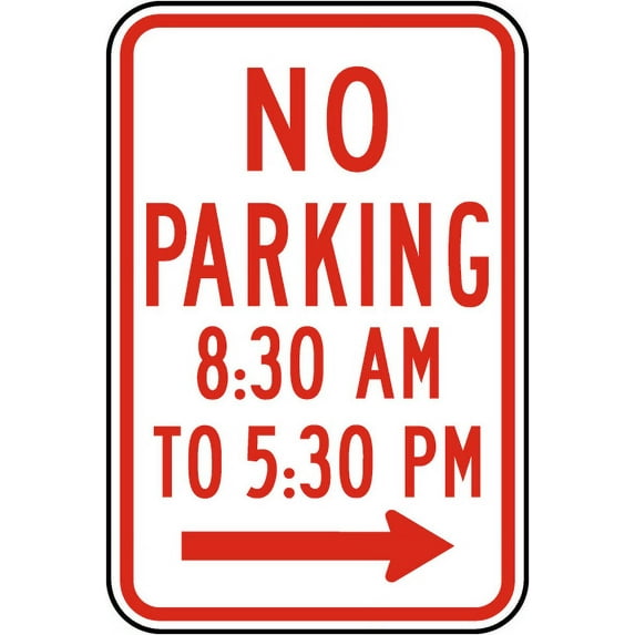 Vinyl Stickers - No Parking 8:30 AM to 5:30 PM Sign O7 - Safety and Warning Warehouse Signs Stickers - 10" x 7" - 3 Pack