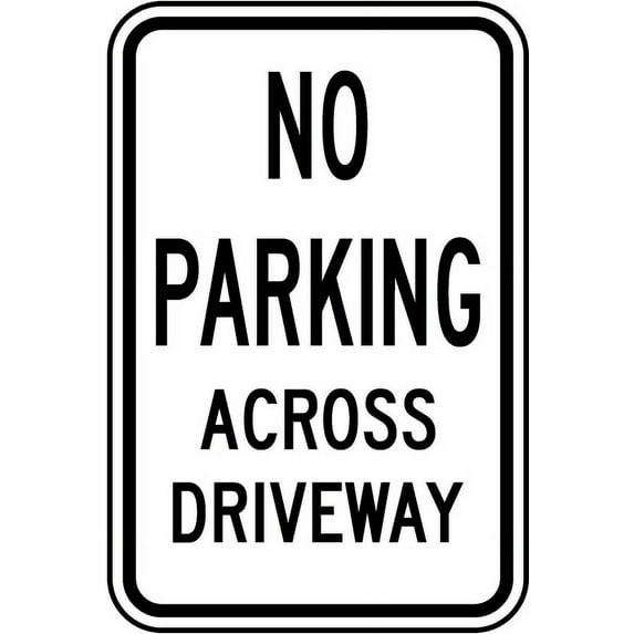 Vinyl Stickers - No Parking Across Driveway Sign O8 - Safety and Warning Warehouse Signs Stickers - 10" x 7" - 3 Pack
