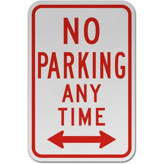 Vinyl Stickers - No Parking Any Time Sign (Double Arrow) P6 - Safety and Warning Warehouse Signs Stickers - 24" x 30" - 3 Pack