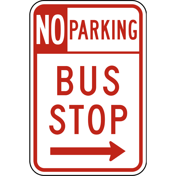Vinyl Stickers - No Parking Bus Stop - Safety and Warning Warehouse Signs Stickers - 13" x 9" - 10 Pack