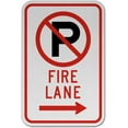 thumbnail image 1 of Vinyl Stickers - No Parking Fire Lane (Right Arrow) Sign U3 - Safety and Warning Warehouse Signs Stickers - 10" x 7" - 6 Pack, 1 of 5