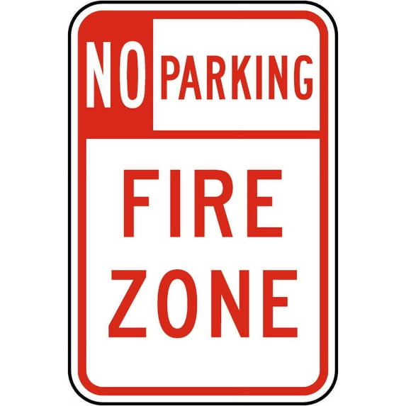 Vinyl Stickers - No Parking Fire Zone Sign 1 - Safety and Warning Warehouse Signs Stickers - 10" x 7" - 6 Pack