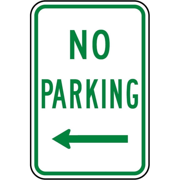 Vinyl Stickers - No Parking (Left Arrow) Sign 2 - Safety and Warning Warehouse Signs Stickers - 10" x 7" - 10 Pack