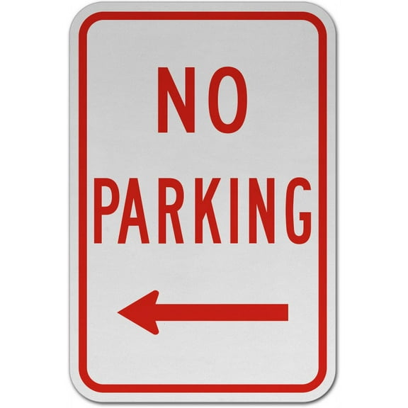 Vinyl Stickers - No Parking (Left Arrow) Sign N4 - Safety and Warning Warehouse Signs Stickers - 10" x 7" - 3 Pack
