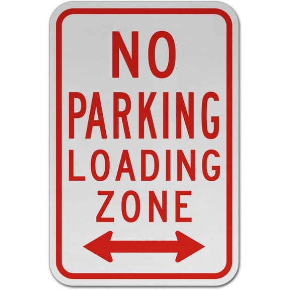 Vinyl Stickers - No Parking Loading Zone Sign 1 - Safety and Warning Warehouse Signs Stickers - 10" x 7" - 3 Pack