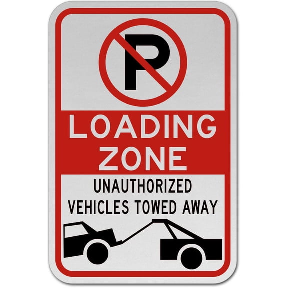 Vinyl Stickers - No Parking Loading Zone Sign 3 - Safety and Warning Warehouse Signs Stickers - 3.5" x 5" - 3 Pack