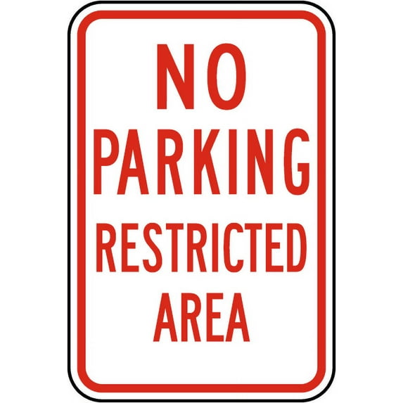 Vinyl Stickers - No Parking Restricted Area Sign B3 - Safety and Warning Warehouse Signs Stickers - 10" x 7" - 10 Pack