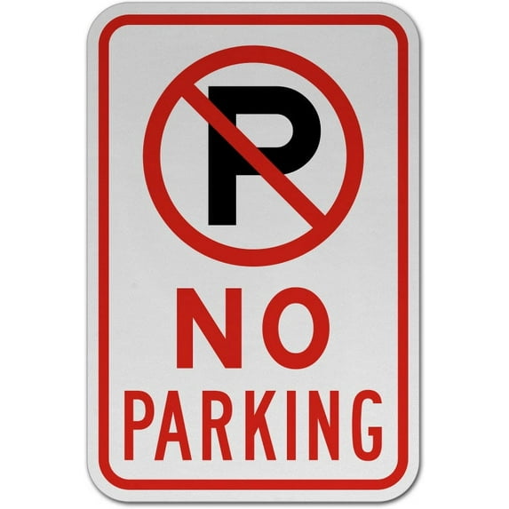 Vinyl Stickers - No Parking Sign C5 - Safety and Warning Warehouse Signs Stickers - 13" x 9" - 3 Pack