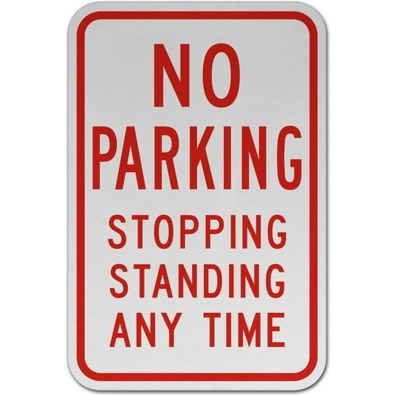Vinyl Stickers - No Parking Stopping Standing Sign D1 - Safety and Warning Warehouse Signs Stickers - 10" x 7" - 6 Pack