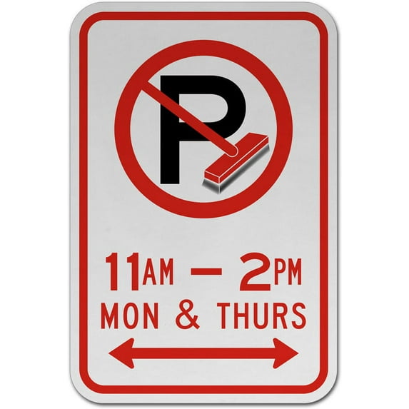 Vinyl Stickers - No Parking Street Cleaning Sign D3 - Safety and Warning Warehouse Signs Stickers - 10" x 7" - 10 Pack