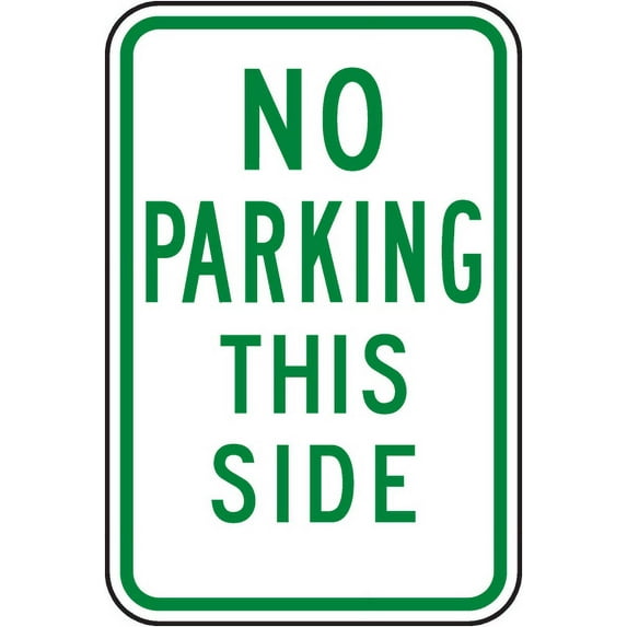Vinyl Stickers - No Parking This Side Sign E4 - Safety and Warning Warehouse Signs Stickers - 10" x 7" - 6 Pack