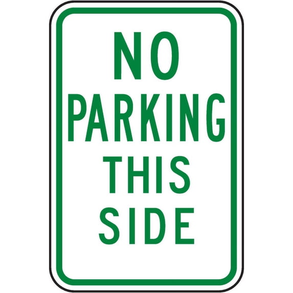 Vinyl Stickers - No Parking This Side Sign E4 - Safety and Warning Warehouse Signs Stickers - 24" x 30" - 3 Pack
