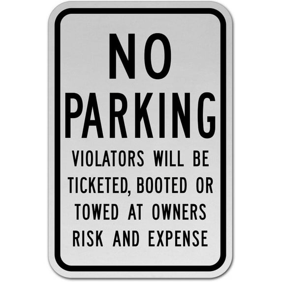Vinyl Stickers - No Parking Violators Booted Sign G1 - Safety and Warning Warehouse Signs Stickers - 18" x 24" - 6 Pack
