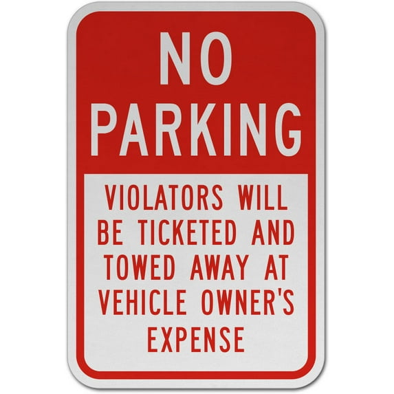 Vinyl Stickers - No Parking Violators Ticketed Sign G4 - Safety and Warning Warehouse Signs Stickers - 10" x 7" - 6 Pack