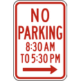 thumbnail image 1 of Vinyl Stickers - No Parking from 8:30 am to 5:30 pm (Alternative) - Safety and Warning Warehouse Signs Stickers - 24" x 30" - 3 Pack, 1 of 5