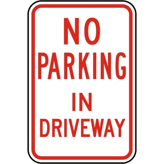 Vinyl Stickers - No Parking in Driveway Sign Y4 - Safety and Warning Warehouse Signs Stickers - 3.5" x 5" - 10 Pack