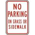 thumbnail image 1 of Vinyl Stickers - No Parking on Grass or Sidewalk Sign Z3 - Safety and Warning Warehouse Signs Stickers - 3.5" x 5" - 3 Pack, 1 of 5