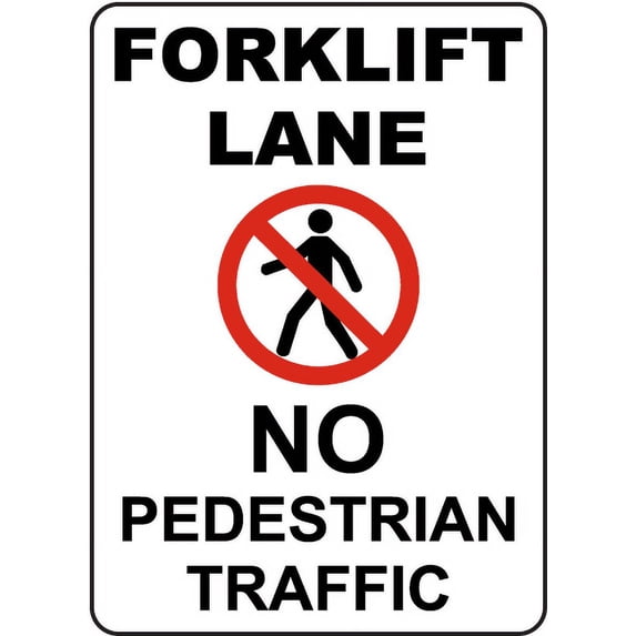 Vinyl Stickers - No Pedestrian Traffic Forklift Lane Sign - Safety and Warning Warehouse Signs Stickers - 13" x 9" - 10 Pack