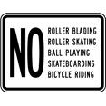 thumbnail image 1 of Vinyl Stickers - No Roller Blading Ball Playing Riding Sign - Safety and Warning Warehouse Signs Stickers - 13" x 9" - 6 Pack, 1 of 5