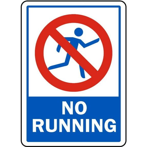 Vinyl Stickers - No Running Sign - Safety and Warning Warehouse Signs Stickers - 10" x 7" - 10 Pack