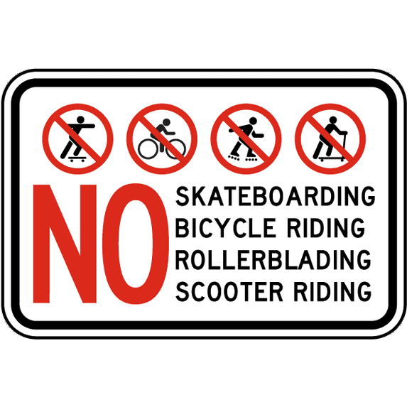 Vinyl Stickers - No Skateboarding Rollerblading Sign I6-Safety and Warning Warehouse Signs Stickers - 3.5" x 5" - 10 Pack