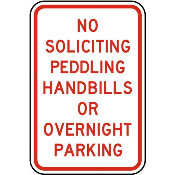 Vinyl Stickers - No Soliciting Parking Overnight Sign J6 - Safety and Warning Warehouse Signs Stickers - 10" x 7" - 3 Pack