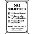 thumbnail image 1 of Vinyl Stickers - No Soliciting So Please Leave Sign J9 - Safety and Warning Warehouse Signs Stickers - 24" x 30" - 6 Pack, 1 of 5