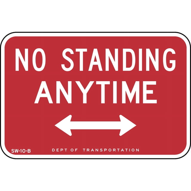 Vinyl Stickers No Standing Any time, New York City Safety and Warning Warehouse Signs