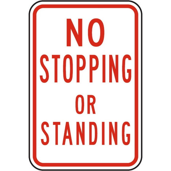 Vinyl Stickers - No Stopping or Standing Sign K9 - Safety and Warning Warehouse Signs Stickers - 13" x 9" - 3 Pack