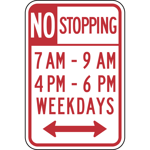 Vinyl Stickers - No Stopping with time restrictions, New York State - Safety and Warning Warehouse Signs Stickers - 3.5" x 5" - 3 Pack
