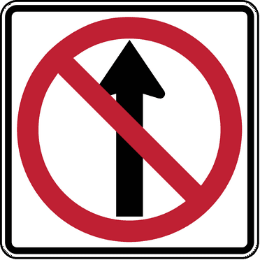 Vinyl Stickers - No Straight Through - Safety and Warning Warehouse Signs Stickers - 3.5" x 5" - 3 Pack