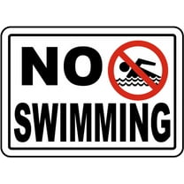Vinyl Stickers - No Swimming Sign L3 - Safety and Warning Warehouse Signs Stickers - 3.5" x 5" - 3 Pack