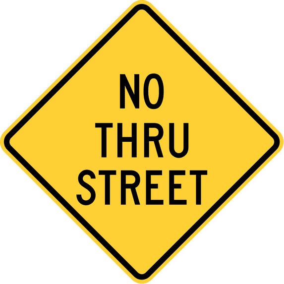 Vinyl Stickers - No Thru Street, Pennsylvania, Texas - Safety and Warning Warehouse Signs Stickers - 3.5" x 5" - 10 Pack