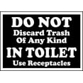 thumbnail image 1 of Vinyl Stickers - No Trash in Toilet Use Receptacle Sign - Safety and Warning Warehouse Signs Stickers - 3.5" x 5" - 3 Pack, 1 of 5