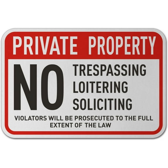 Vinyl Stickers - No Trespassing Loitering Sign 5 - Safety and Warning Warehouse Signs Stickers - 13" x 9" - 10 Pack