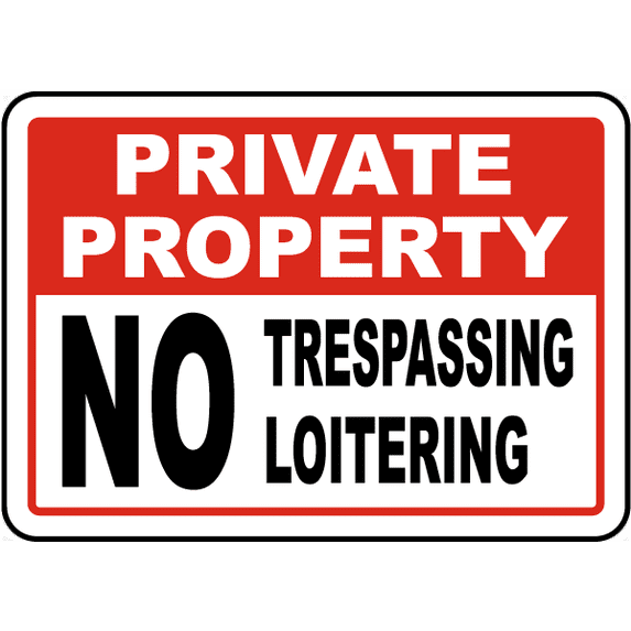 Vinyl Stickers - No Trespassing Loitering Sign - Safety and Warning Warehouse Signs Stickers - 3.5" x 5" - 10 Pack