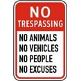 thumbnail image 1 of Vinyl Stickers - No Trespassing No Excuses Sign - Safety and Warning Warehouse Signs Stickers - 18" x 24" - 6 Pack, 1 of 5