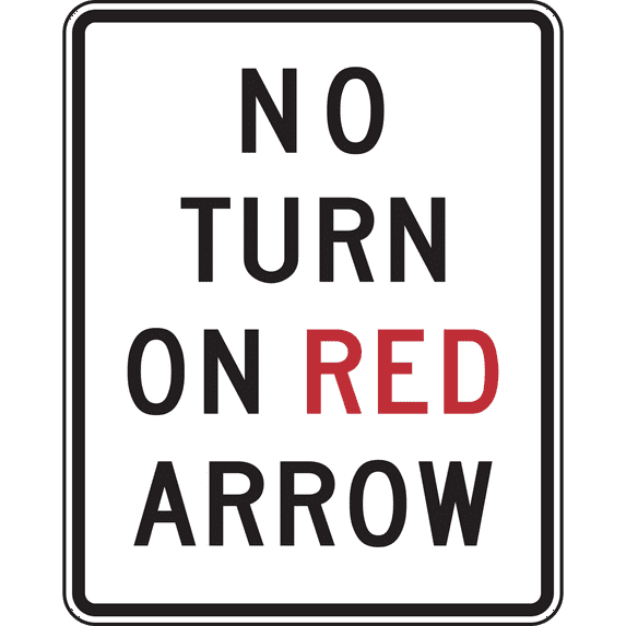 Vinyl Stickers - No Turn on red Arrow, Maryland - Safety and Warning Warehouse Signs Stickers - 10" x 7" - 10 Pack