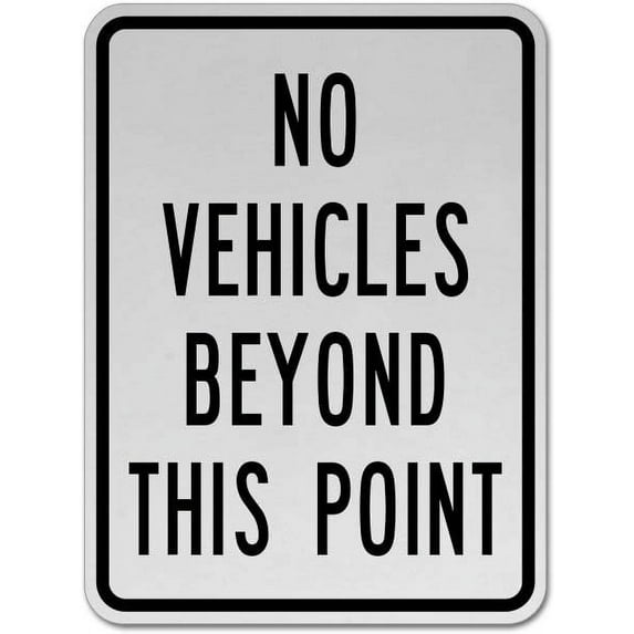 Vinyl Stickers - No Vehicles Beyond This Point Sign N3 - Safety and Warning Warehouse Signs Stickers - 24" x 30" - 3 Pack