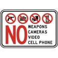 thumbnail image 1 of Vinyl Stickers - No Weapons Video Cameras Sign - Safety and Warning Warehouse Signs Stickers - 13" x 9" - 3 Pack, 1 of 5