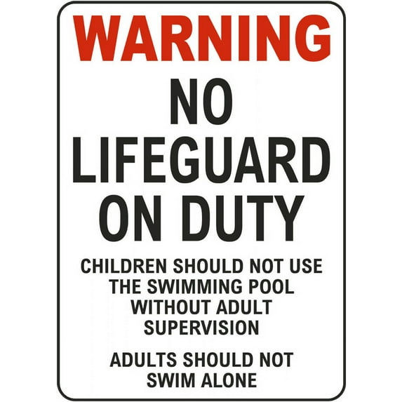Vinyl Stickers - North Carolina No Lifeguard Sign - Safety and Warning Warehouse Signs Stickers - 13" x 9" - 6 Pack