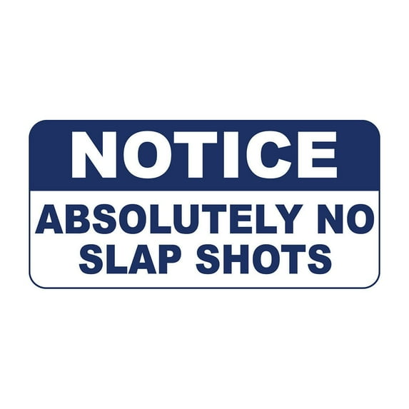 Vinyl Stickers - Notice - Absolutely No Slap Shots Retro Vintage Style - Safety and Warning Warehouse Signs Stickers - 10" x 7" - 6 Pack