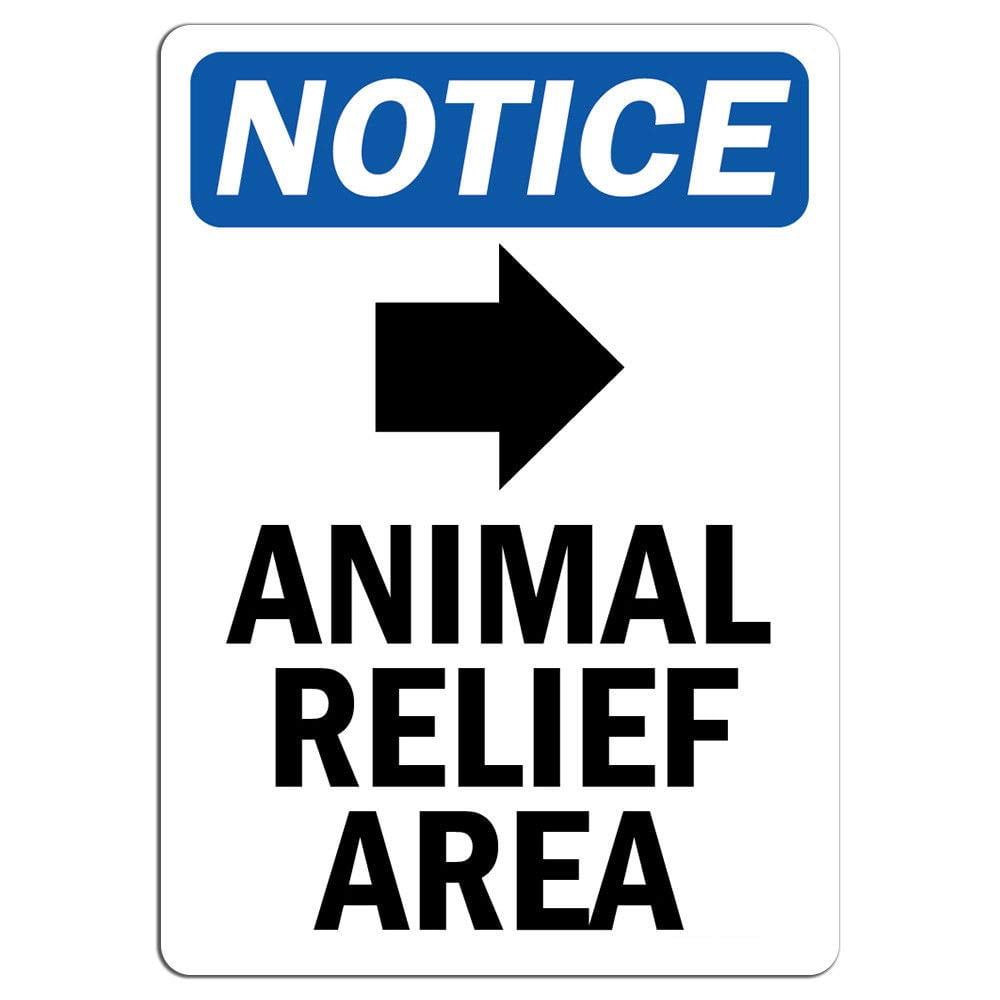 Vinyl Stickers - Notice - Animal Relief Area [Right Arrow] Sign with ...