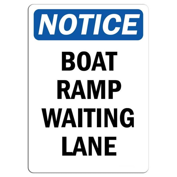 Vinyl Stickers - Notice - Boat Ramp Waiting Lane Sign - Safety and Warning Warehouse Signs Stickers - 3.5" x 5" - 3 Pack