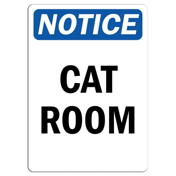 Vinyl Stickers - Notice - Cat Room Sign - Safety and Warning Warehouse Signs Stickers - 24" x 30" - 6 Pack