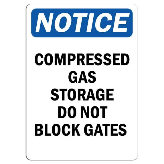 Vinyl Stickers - Notice - Compressed Gas Storage Do Not Sign - Safety and Warning Warehouse Signs Stickers - 18" x 24" - 3 Pack