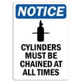 thumbnail image 1 of Vinyl Stickers - Notice - Cylinders Must Be Chained Sign with Symbol - Safety and Warning Warehouse Signs Stickers - 3.5" x 5" - 3 Pack, 1 of 5