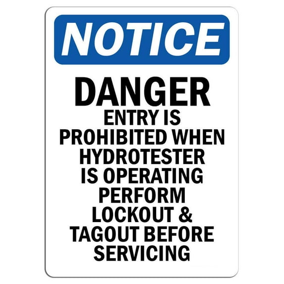 Vinyl Stickers - Notice - Danger Entry is Prohibited When Hydrotester Sign - Safety and Warning Warehouse Signs Stickers - 3.5" x 5" - 3 Pack